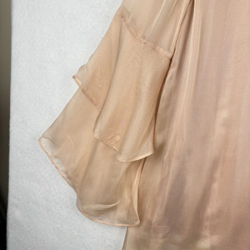 Soft Surroundings Blouse Womens Medium Silk Tiered Ruffle Sleeve - Picture 9 of 11